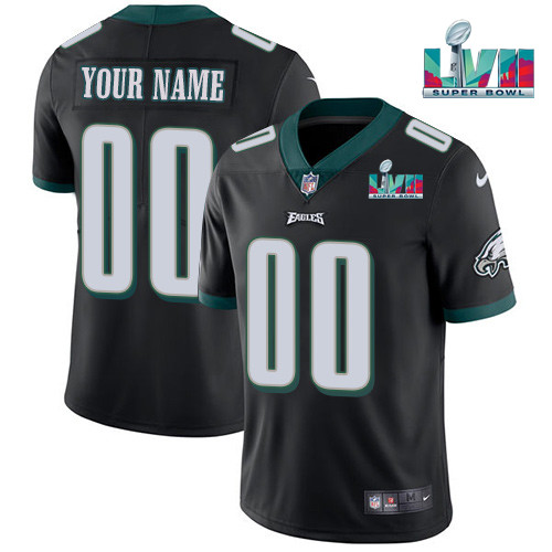 Youth Philadelphia Eagles Active Player Custom Black Super Bowl LVII Patch Vapor Untouchable Limited Stitched Football Jersey